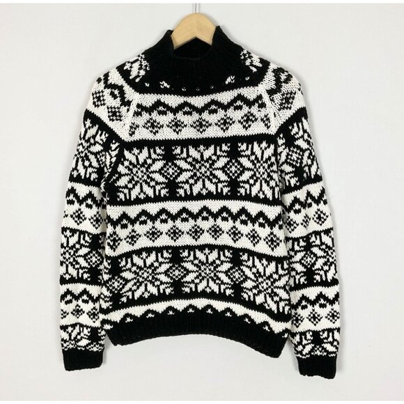 Vintage 90s Ann Taylor Fair Isle Sweater Mock Neck Size Medium Women's - Picture 2 of 4